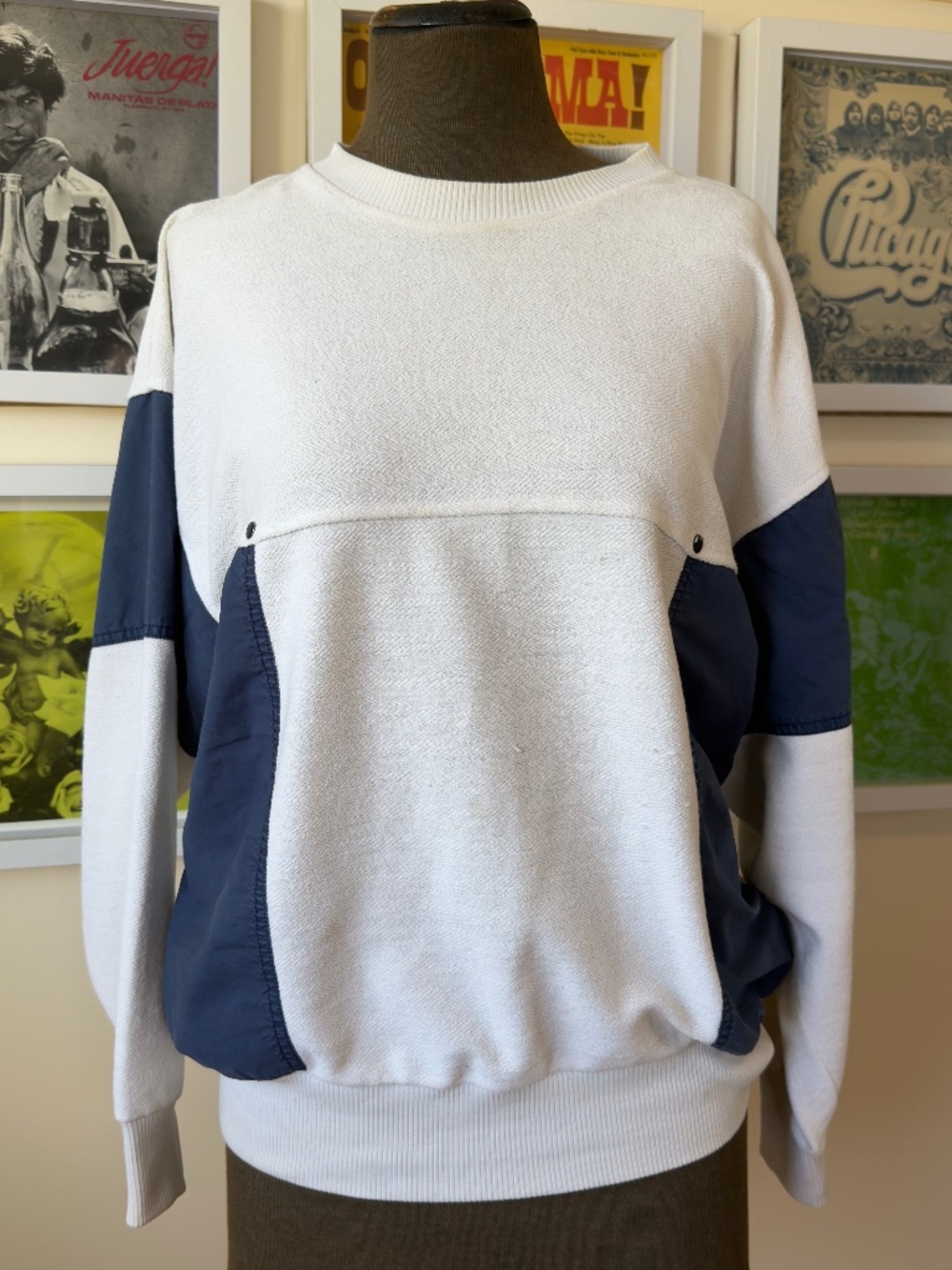 Vintage 90s HEAD Sweatshirt | White Navy Minimalist Pullover | Retro Sportswear